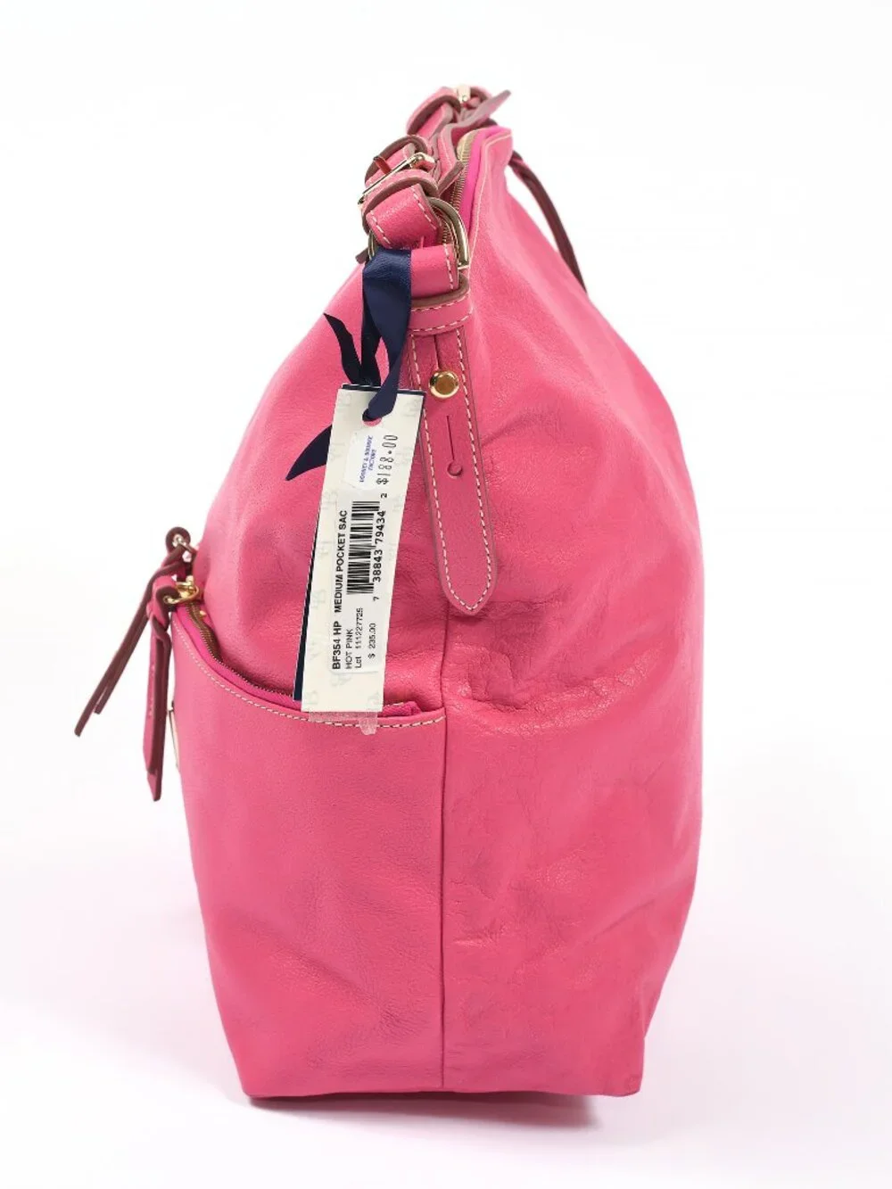Dooney & Bourke Medium Pocket Sac Hot Pink Leather Shoulder Bag NWT BF354 HP